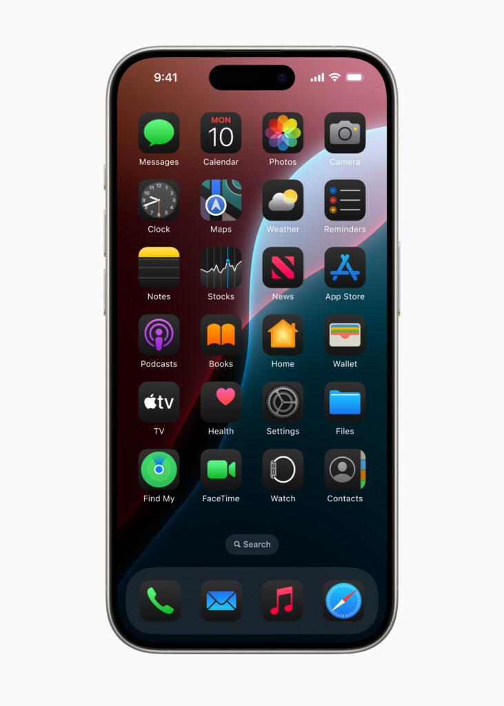 Apple WWDC24 iOS 18 Home Screen dark effect 240610