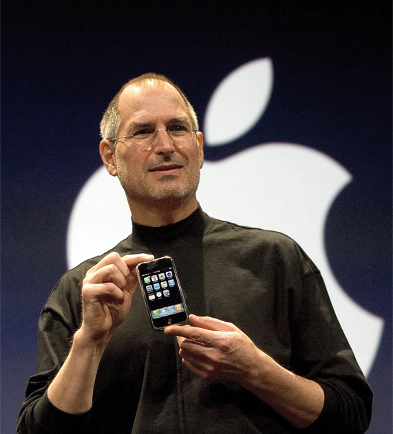 steve jobs with iphone